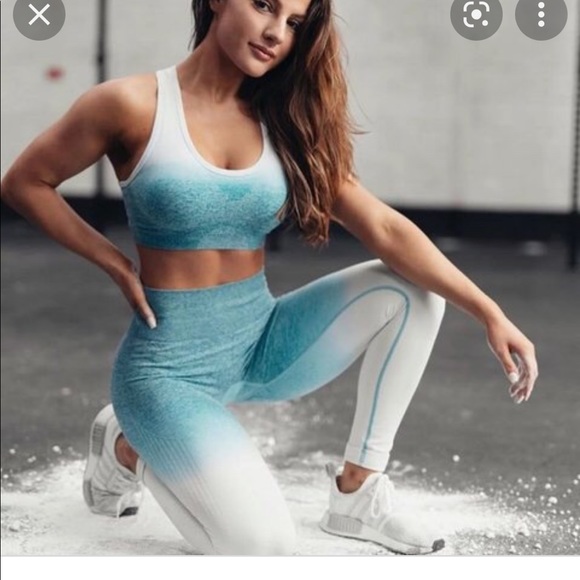 Gymshark seamless ombré leggings deep teal/ice blue S - Picture 3 of 8